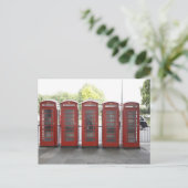 Vijf telefooncellen in Londen Briefkaart (Staand voorkant)