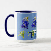 Vijf Texas Bluebonnet Flowers op Blue Mok (Links)