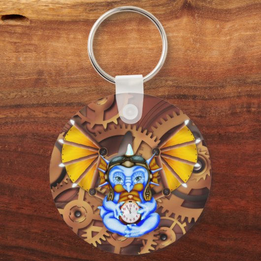 "Vijf tot twaalf" steampunk dragon sleutelhanger (Voorkant)