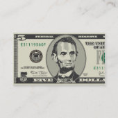 Vijf US$ Visitekaartje voor bedrijven (Achterkant)