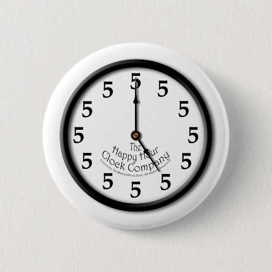 VIJF UUR KLok Ronde Button 5,7 Cm (Voorkant)