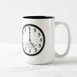 VIJF UUR KLok Tweekleurige Koffiemok