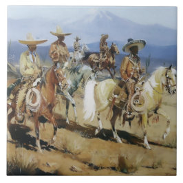 Vijf Vaqueros te Paard door Edward Borein Tegeltje