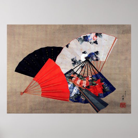 Vijf ventilatoren, Hokusai Poster (Voorkant)