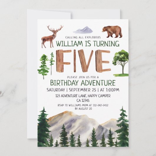 Vijf Verjaardag Explorer Jongen Kaart (Voorkant)