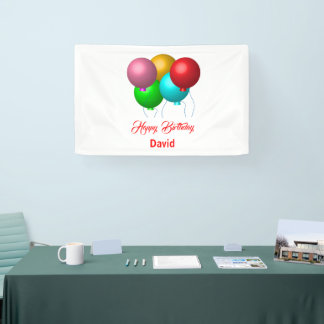 Vijf verjaardagsballonnen gepersonaliseerd Gefelic Spandoek