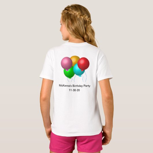 Vijf Verjaardagsballonnen Gepersonaliseerd met Dat T-shirt (Achterkant volledig)