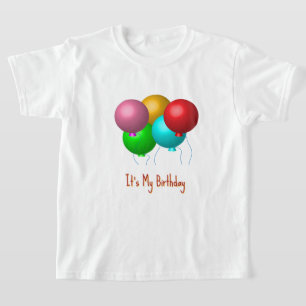 Vijf verjaardagsballonnen, het is mijn verjaardags t-shirt
