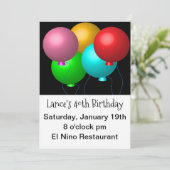 Vijf Verjaardagsballonnen Party Grote Print Kaart (Staand voorkant)