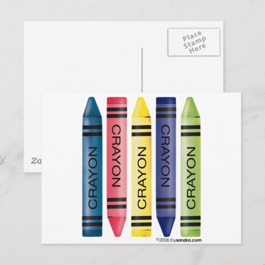 Vijf vette krayons briefkaart (Voorkant / Achterkant)