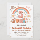 Vijf Vibe Groovy Retro Rainbow vijfde verjaardag Kaart (Voorkant)