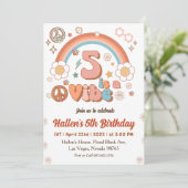 Vijf Vibe Groovy Retro Rainbow vijfde verjaardag Kaart (Staand voorkant)