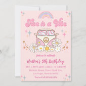 Vijf Vibe Groovy Retro Rainbow vijfde verjaardag Kaart (Voorkant)