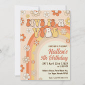 Vijf Vibe Groovy Retro Rainbow vijfde verjaardag Kaart (Voorkant)