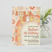 Vijf Vibe Groovy Retro Rainbow vijfde verjaardag Kaart (Staand voorkant)