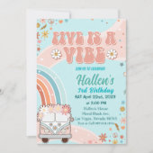 Vijf Vibe Groovy Retro Rainbow vijfde verjaardag Kaart (Voorkant)