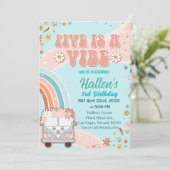 Vijf Vibe Groovy Retro Rainbow vijfde verjaardag Kaart (Staand voorkant)