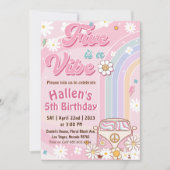 Vijf Vibe Groovy Retro Rainbow vijfde verjaardag Kaart (Voorkant)