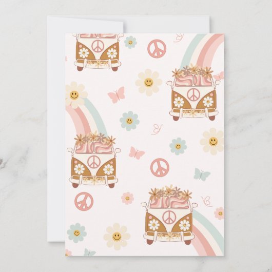 Vijf Vibe Groovy Retro Rainbow vijfde verjaardag Kaart (Achterkant)