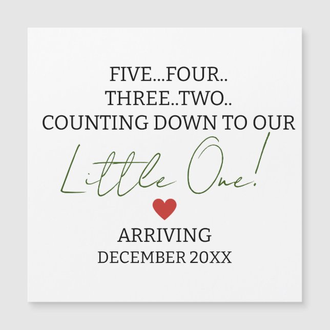 VIJF VIER DRIE TWEE tellingen naar de zwangerschap (Voorkant)