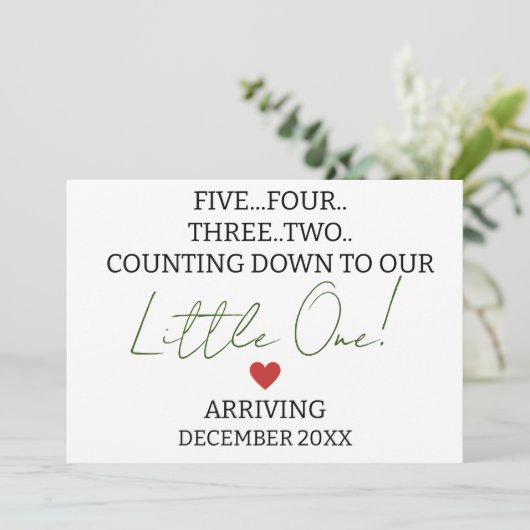 VIJF VIER DRIE TWEE tellingen naar de zwangerschap Aankondiging (Staand voorkant)