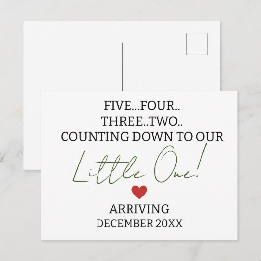 VIJF VIER DRIE TWEE tellingen naar de zwangerschap Feestdagenkaart (Voorkant / Achterkant)