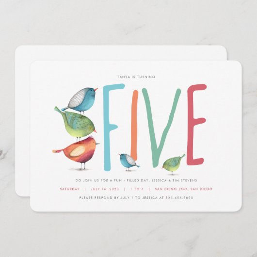 Vijf vijfde verjaardag van de uitnodiging van de B (Voorkant / Achterkant)