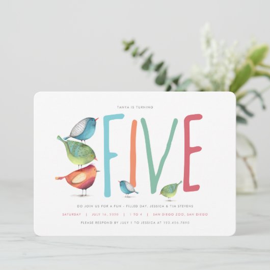 Vijf vijfde verjaardag van de uitnodiging van de B (Staand voorkant)