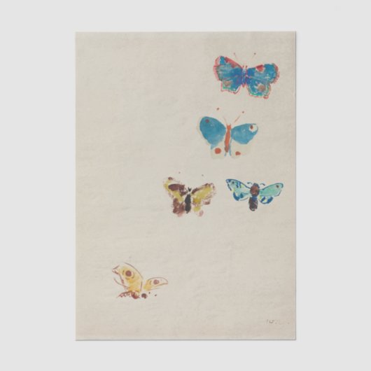 Vijf vlinders van Odilon Redon Tissuepapier (Voorkant)