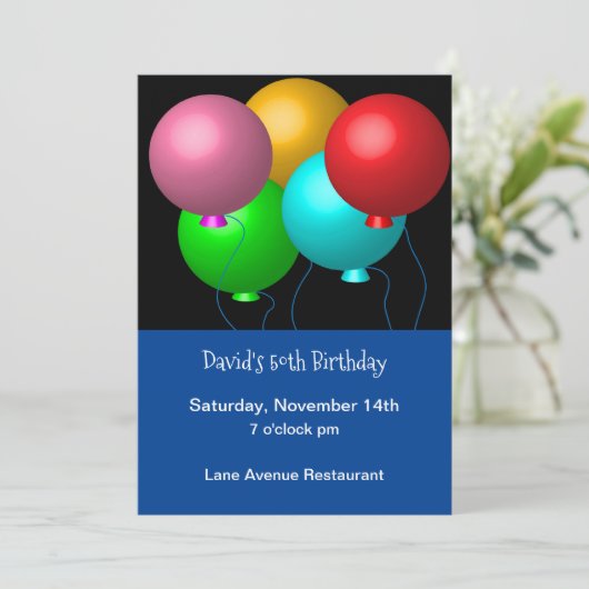 Vijf vogelballonnen Aangepast 50e verjaardag Kaart (Staand voorkant)