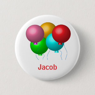 Vijf vogelballonnen gepersonaliseerd ronde button 5,7 cm