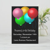 Vijf vogelballonnen op de 50e Zwarte Partij Kaart (Staand voorkant)