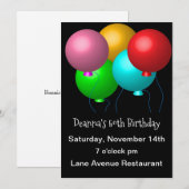 Vijf vogelballonnen op de 50e Zwarte Partij Kaart (Voorkant / Achterkant)