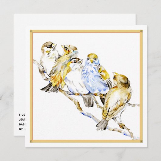 Vijf vogelpuitenflatpapier voor Kaart met halfglan (Voorkant / Achterkant)