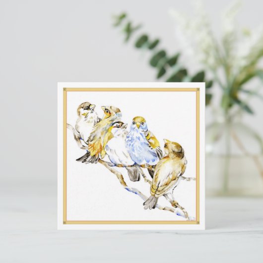 Vijf vogelpuitenflatpapier voor Kaart met halfglan (Staand voorkant)