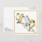 Vijf vogelpuitvlakke Kaart, mattenpapier bedankt (Voorkant / Achterkant)