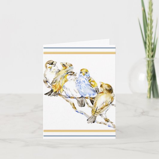 Vijf vogelsoorten Waterverf Opmerking Kaart Vertic (Voorkant)