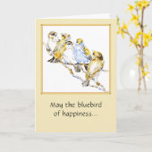 Vijf vogeltjes, 5x7 gevouwen Kaart waterverf (Gele Bloem)