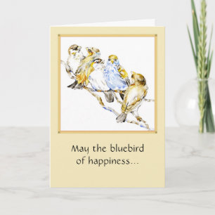 Vijf vogeltjes, 5x7 gevouwen Kaart waterverf