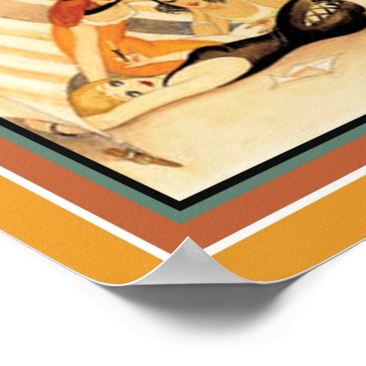 "Vijf vrouwen met een strand" Deco 1920's Art Prin Poster (Hoek)