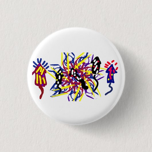 Vijf vuurwerk plezier ronde button 3,2 cm (Voorkant)