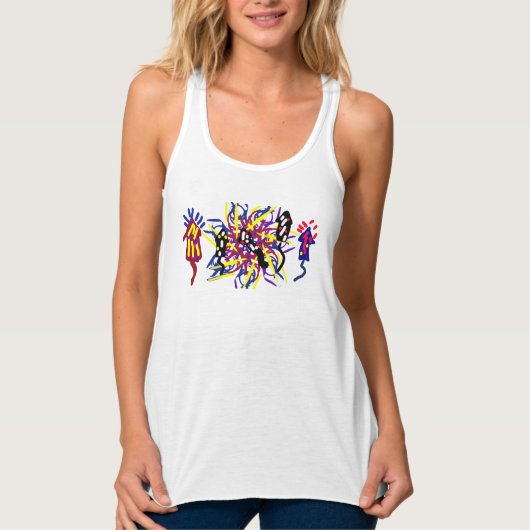 Vijf vuurwerk pret tanktop (Voorkant)