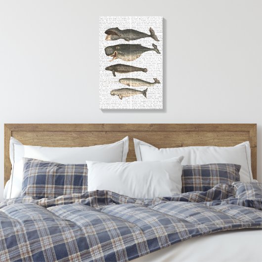 Vijf walvissen canvas afdruk (Insitu (Slaapkamer))