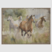 Vijf wilde paarden nemen vlucht decoupage tissuepapier (Voorkant)