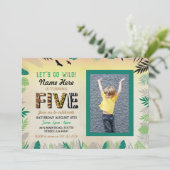 Vijf wilde vijfde verjaardag Safari ZOO Foto Kaart (Staand voorkant)