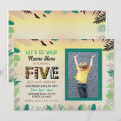 Vijf wilde vijfde verjaardag Safari ZOO Foto Kaart (Voorkant / Achterkant)