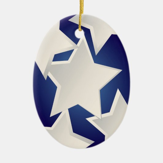 Vijf witte sterren keramisch ornament (Voorkant)