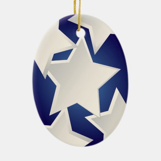 Vijf witte sterren keramisch ornament (Achterkant)