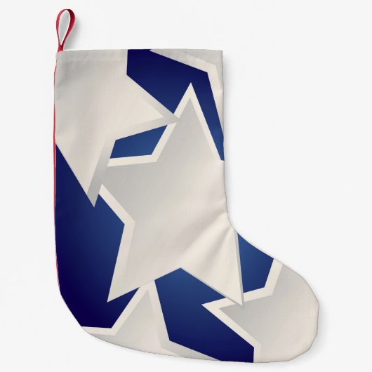 Vijf witte sterren kleine kerstsok (Voorkant)