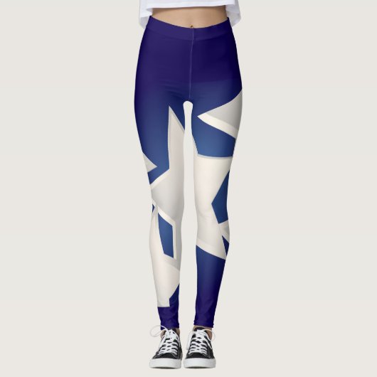Vijf witte sterren leggings (Voorkant)
